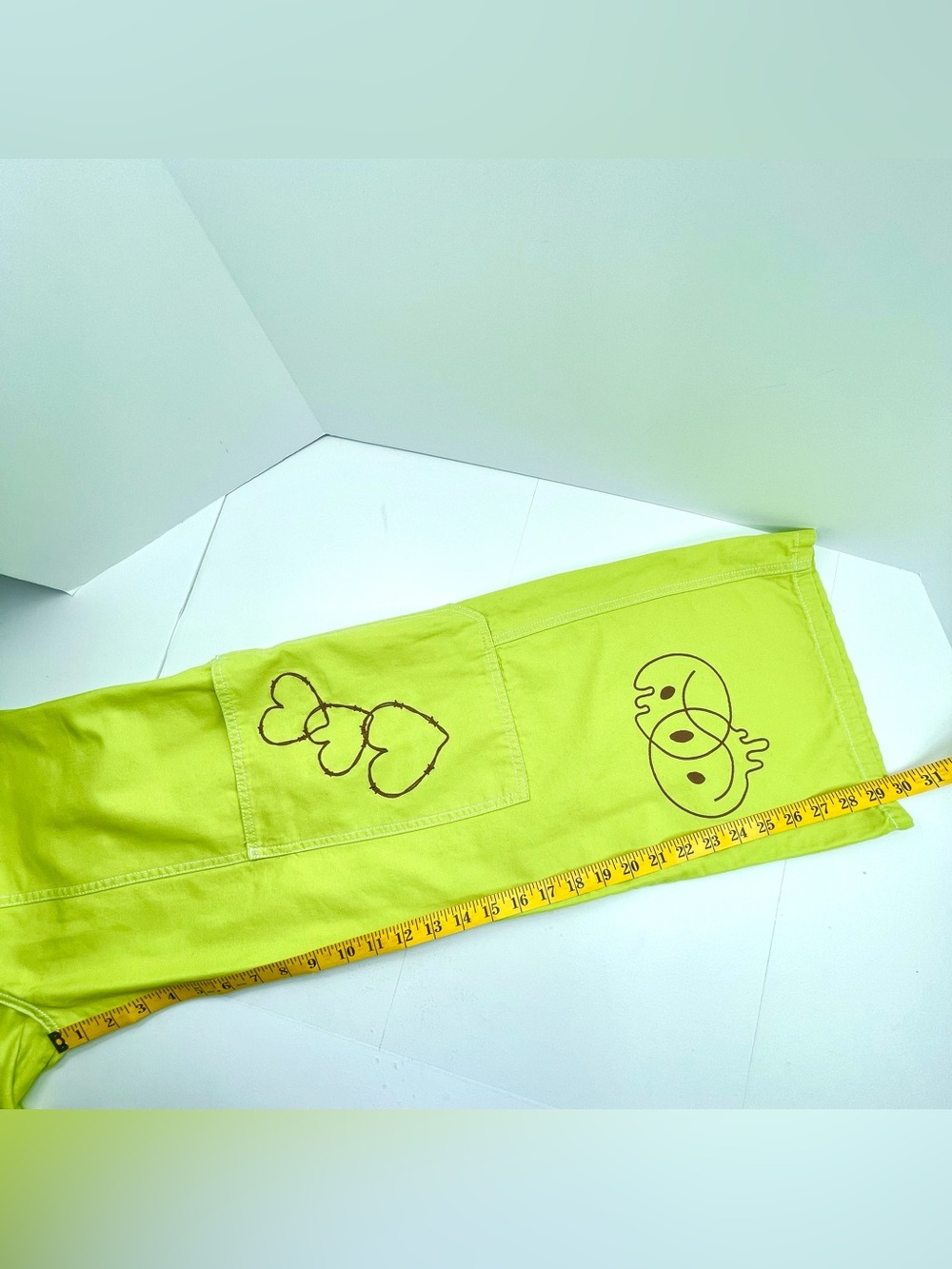 BDG Women's Lime Green Cargo Wide-Leg Baggy Pants Embroidered Baby Girl Size 0 - Picture 14 of 14